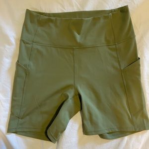 Fabletics Olive Green Biker Shorts